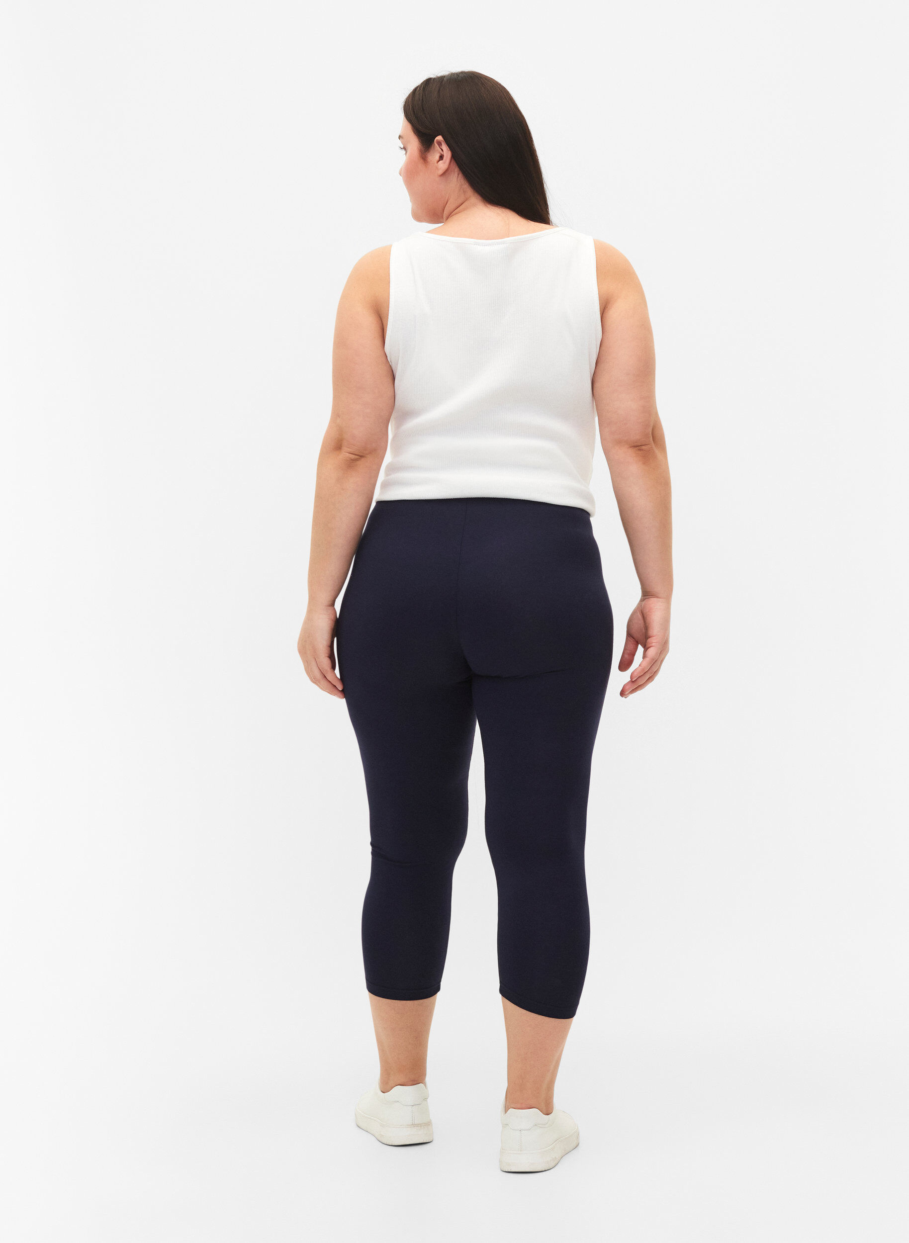 Zizzi Basic 3/4 legging in viscose, Blauw, Model image number 2