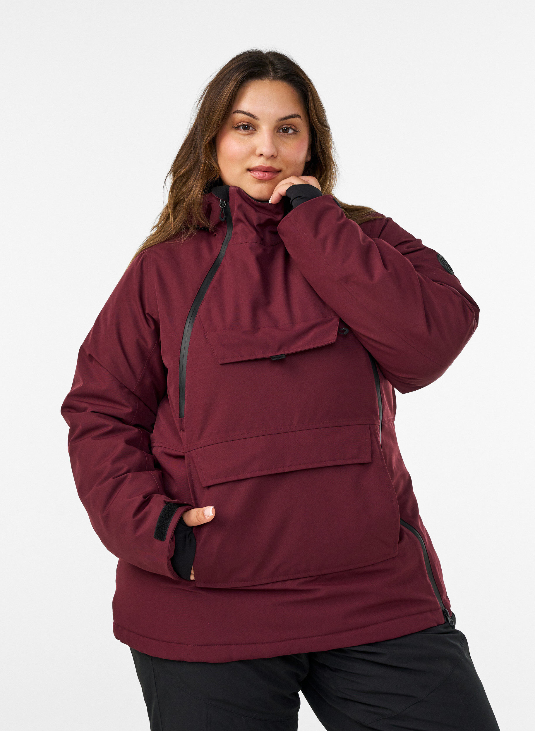 Functionele ski-anorak met capuchon, Rood, Model