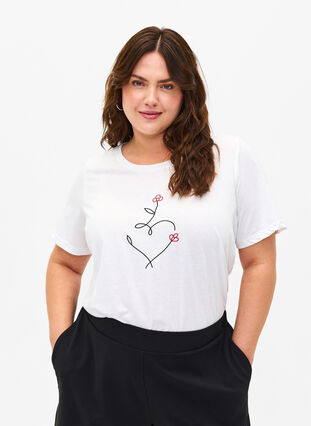 FLASH - T-shirt met motief, Bright White Heart, Model image number 0
