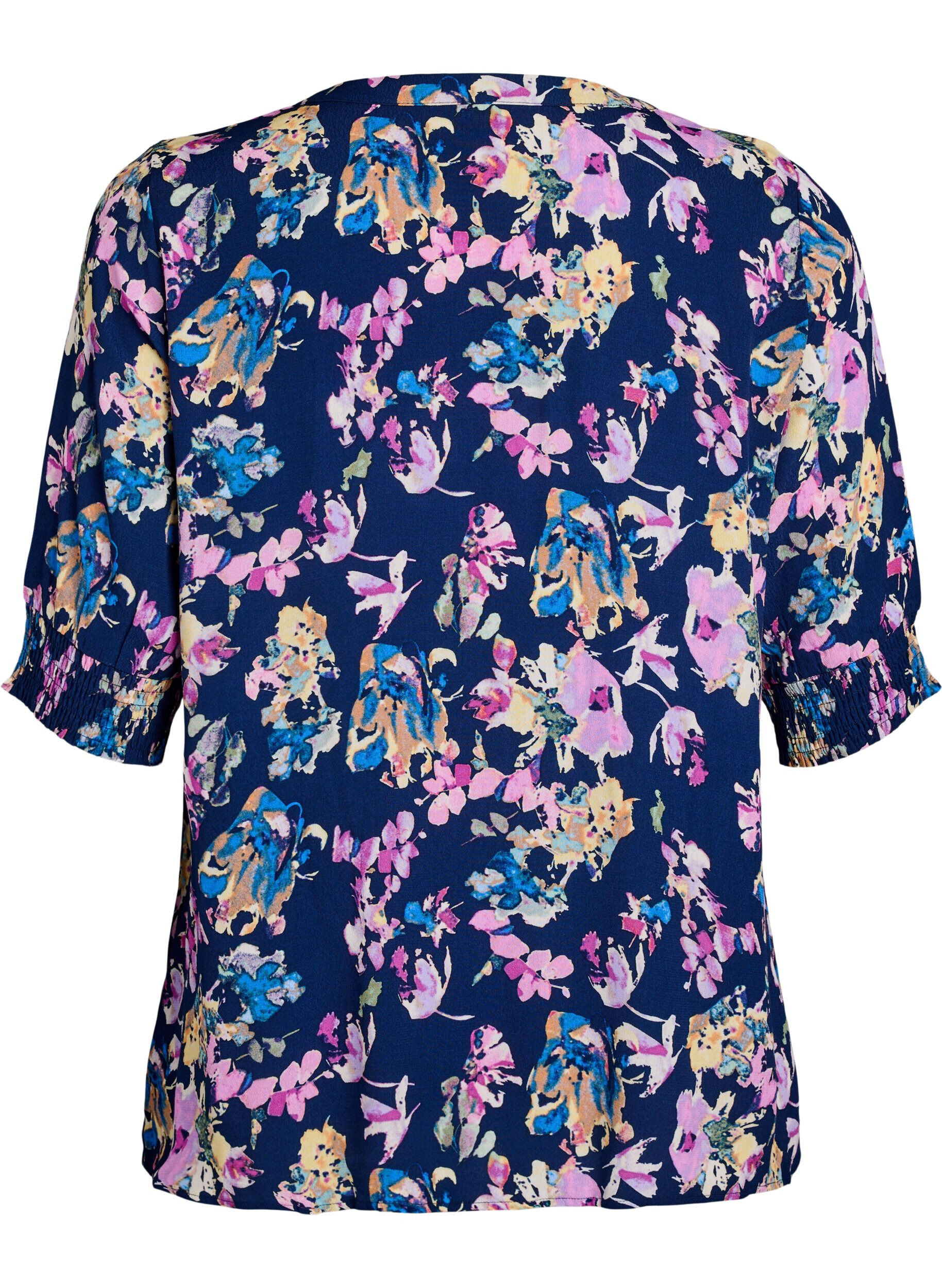 Zizzi Viscose blouse met korte mouwen, Blauw, Packshot image number 1