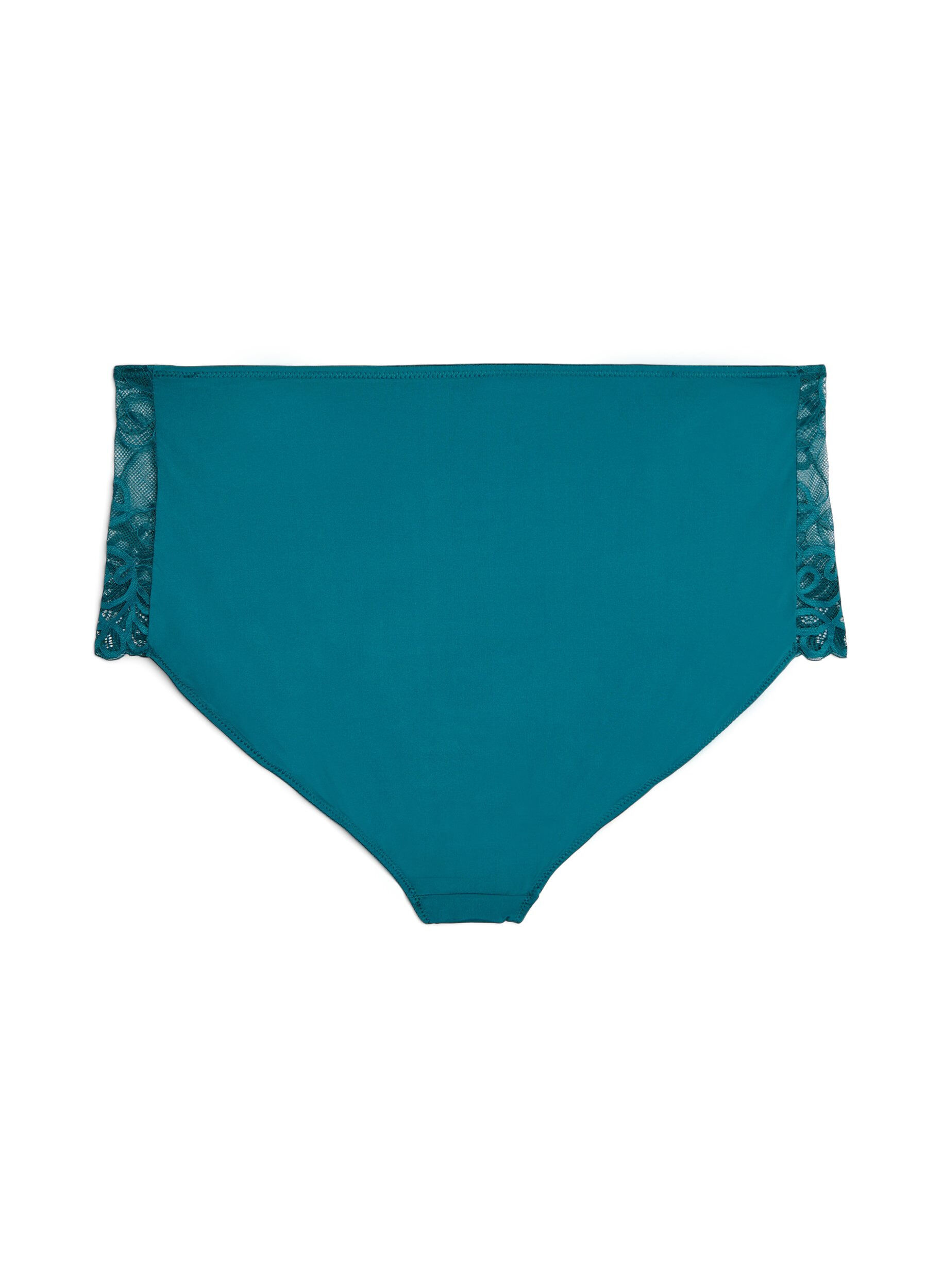 Zizzi Hoog getailleerde microvezel slip met kant, Groen, Packshot image number 1
