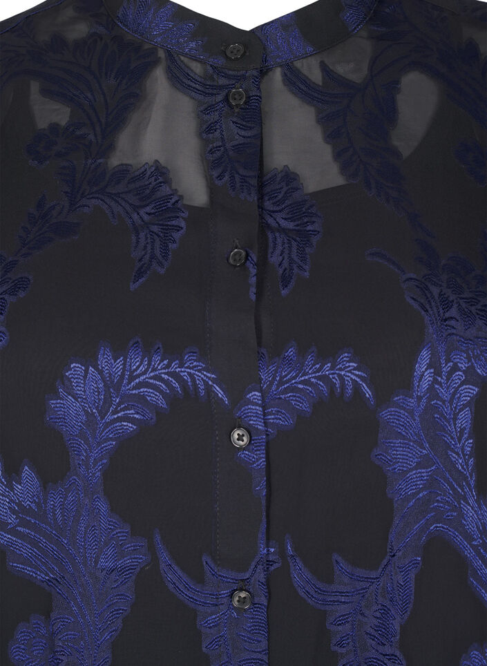 Chiffon blouse met jacquardpatroon, Evening Blue, Packshot image number 2