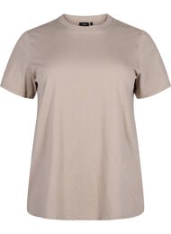 Basic katoenen T-shirt met ronde hals, Beige