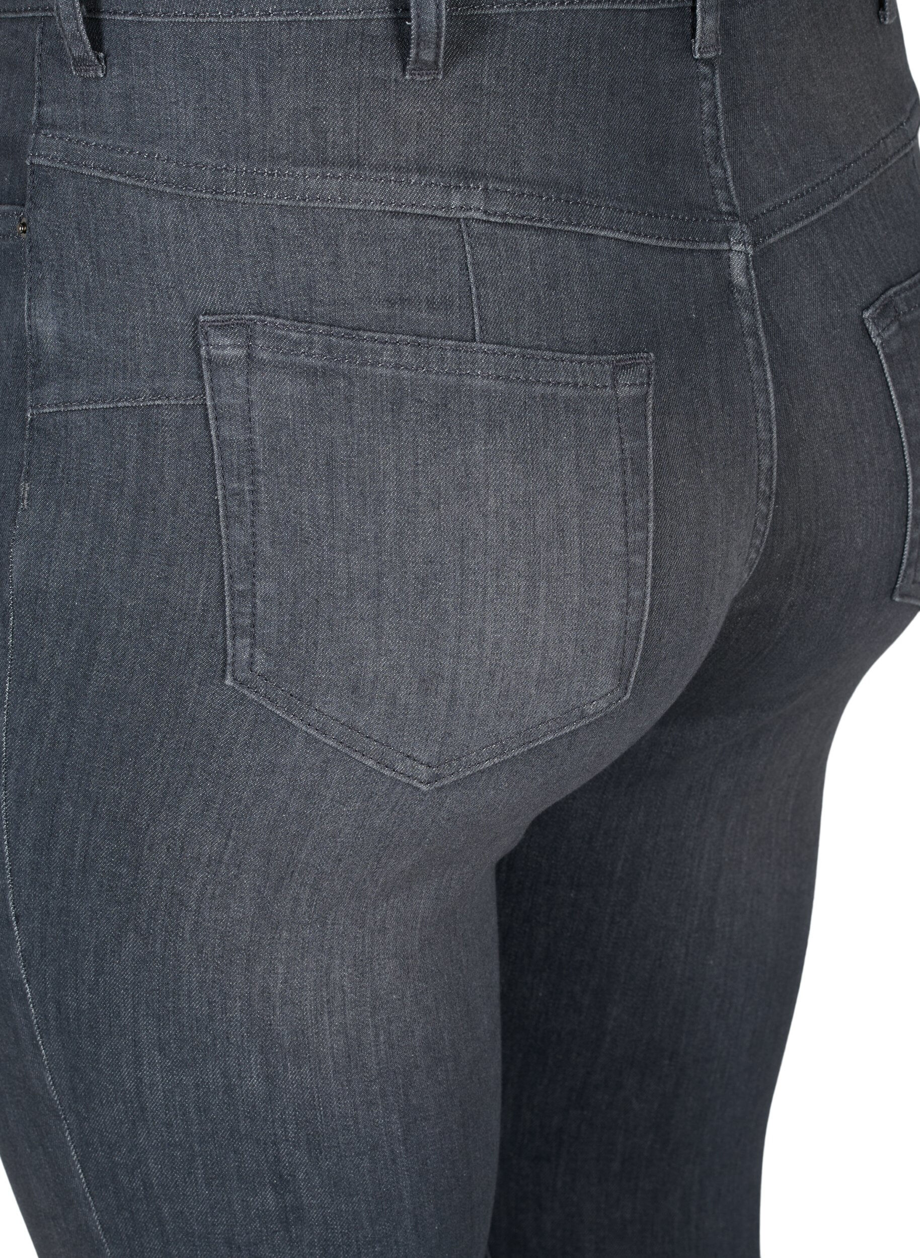 Zizzi Amy jeans met hoge taille en push up, Grey Denim, Packshot image number 3