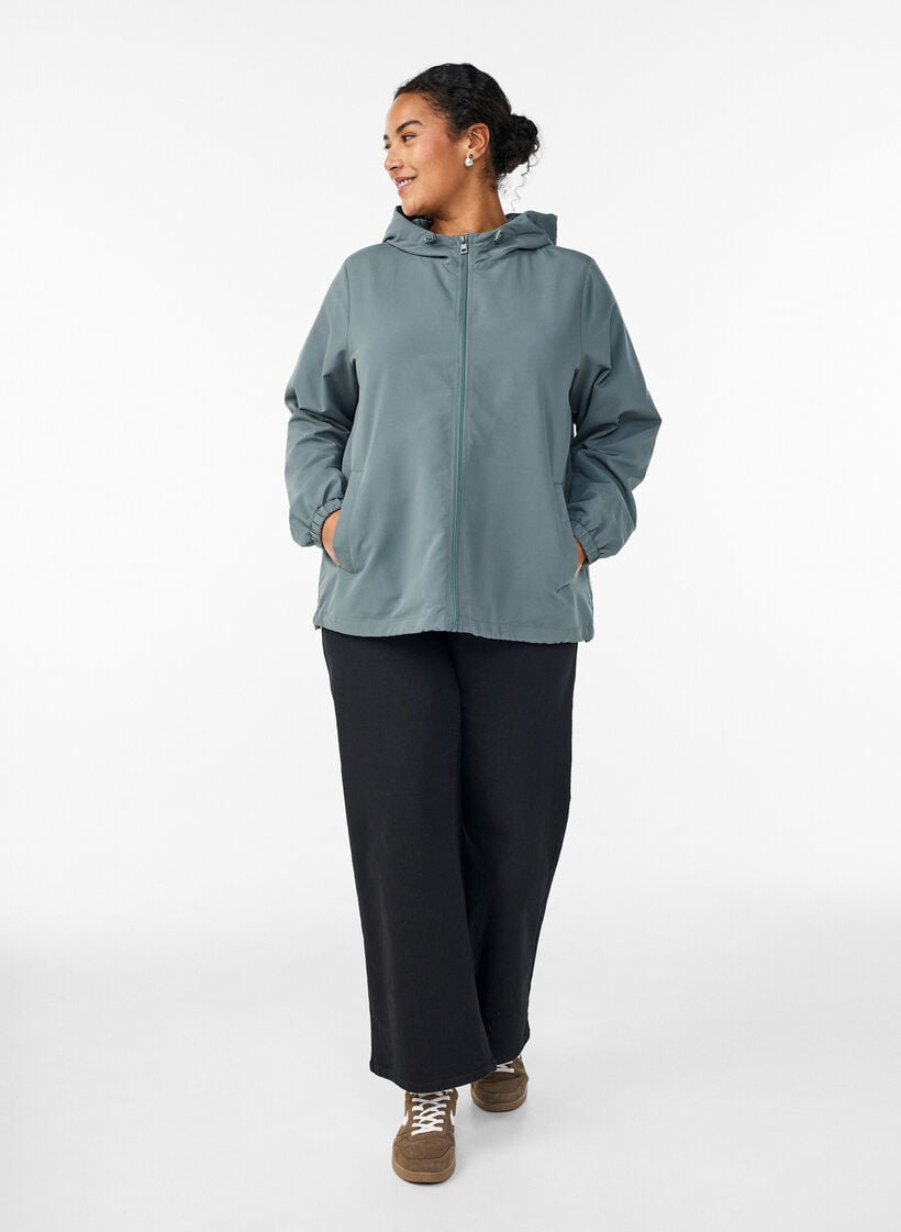 Lichtgewicht jas met een capuchon en ritssluiting, Groen, Model image number 1