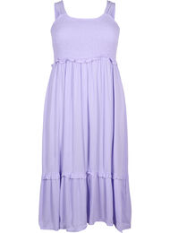 Viscose midi-jurk met smok, Lavender