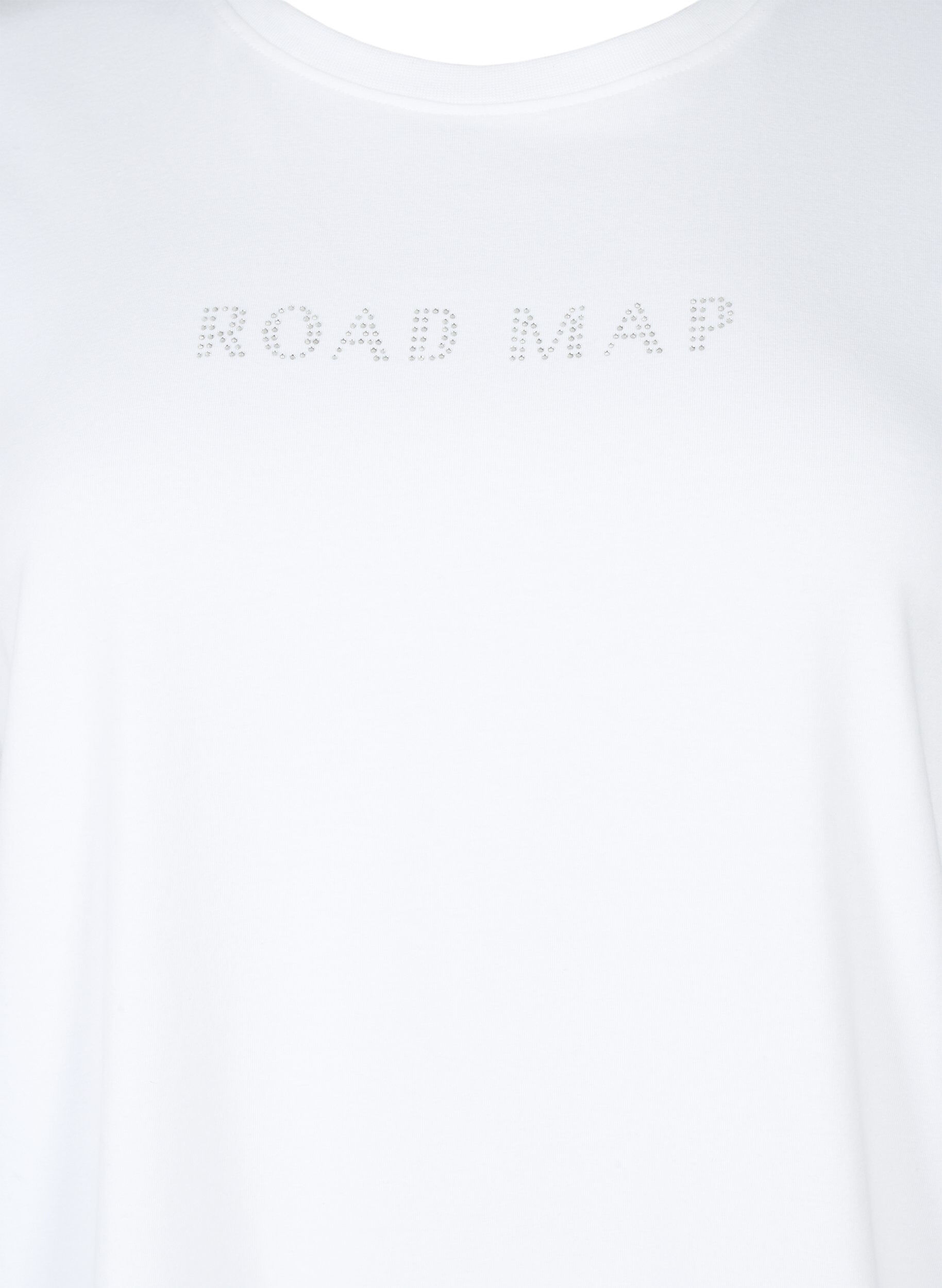 Zizzi T-shirt in biologisch katoen met similistenen, White, Packshot image number 2