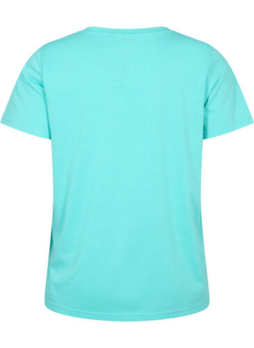 T-shirt met korte mouwen en v-hals, Turquoise, Packshot image number 1