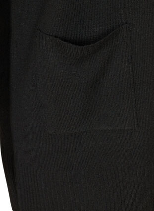 Lang gebreid vest met zakken, Black, Packshot image number 3