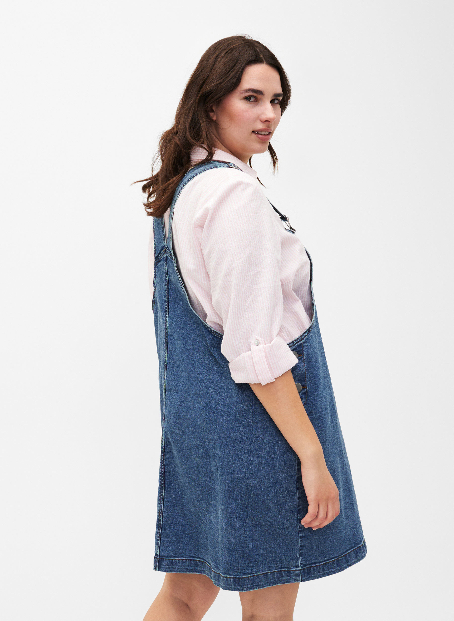 Zizzi Shirtblouse met knoopsluiting van katoen-linnenmix, Rosebloom White, Model image number 1