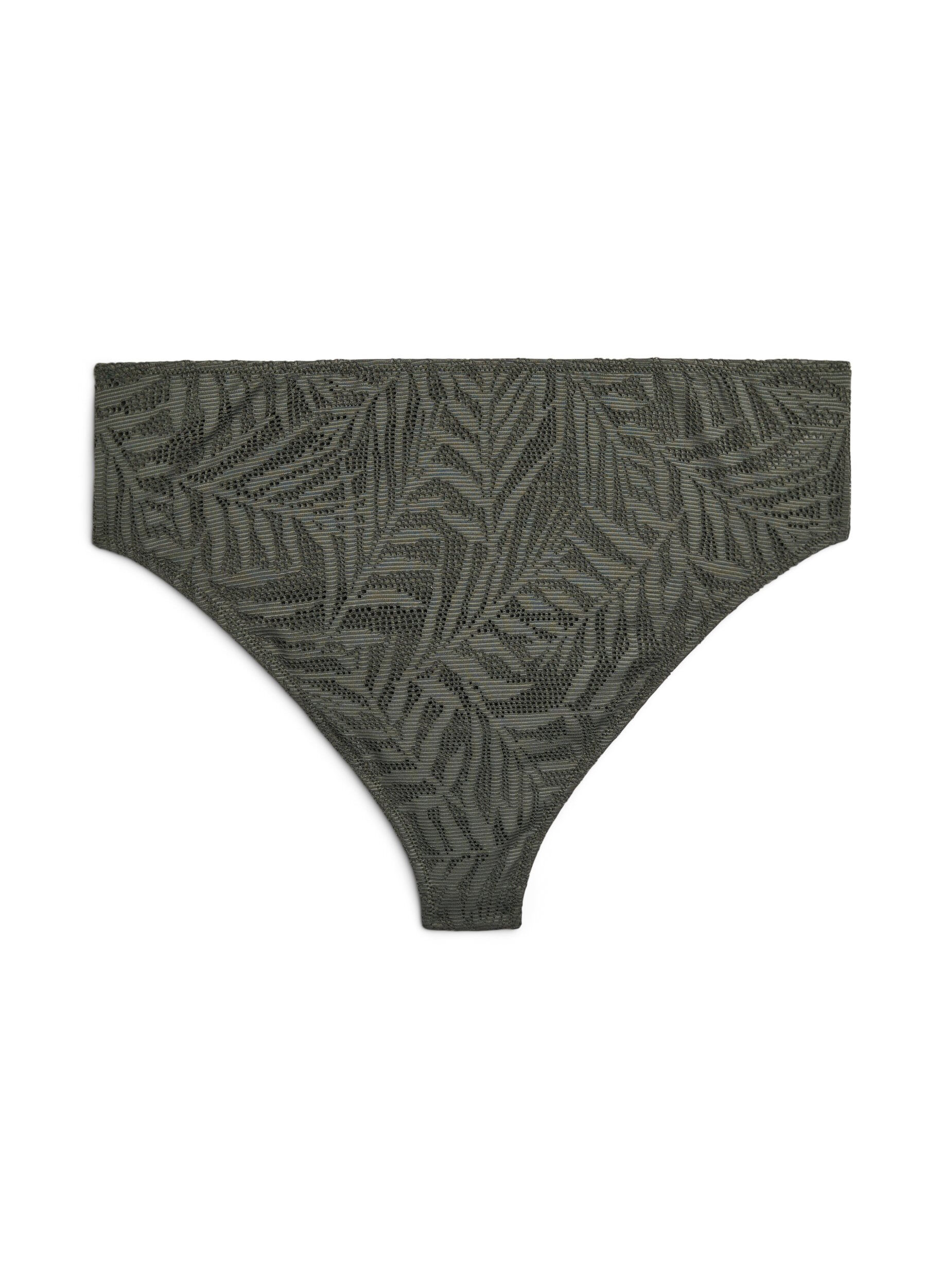 Zizzi Braziliaanse bikinislip in gestructureerd mesh, Groen, Packshot image number 1