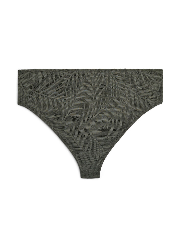 Braziliaanse bikinislip in gestructureerd mesh, Groen, Packshot image number 1
