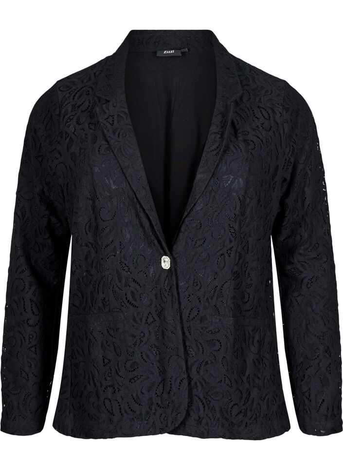 Kanten blazer met zakken, Black, Packshot image number 0