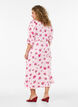 Midi-jurk met bloemen en pofmouwen, Roze, Model image number 1