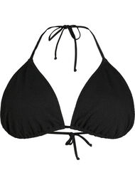 Driehoekige bikini top met crêpe structuur, Black