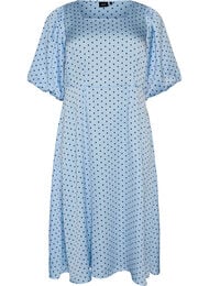 Polkadot midi-jurk met vierkante halslijn, Blauw