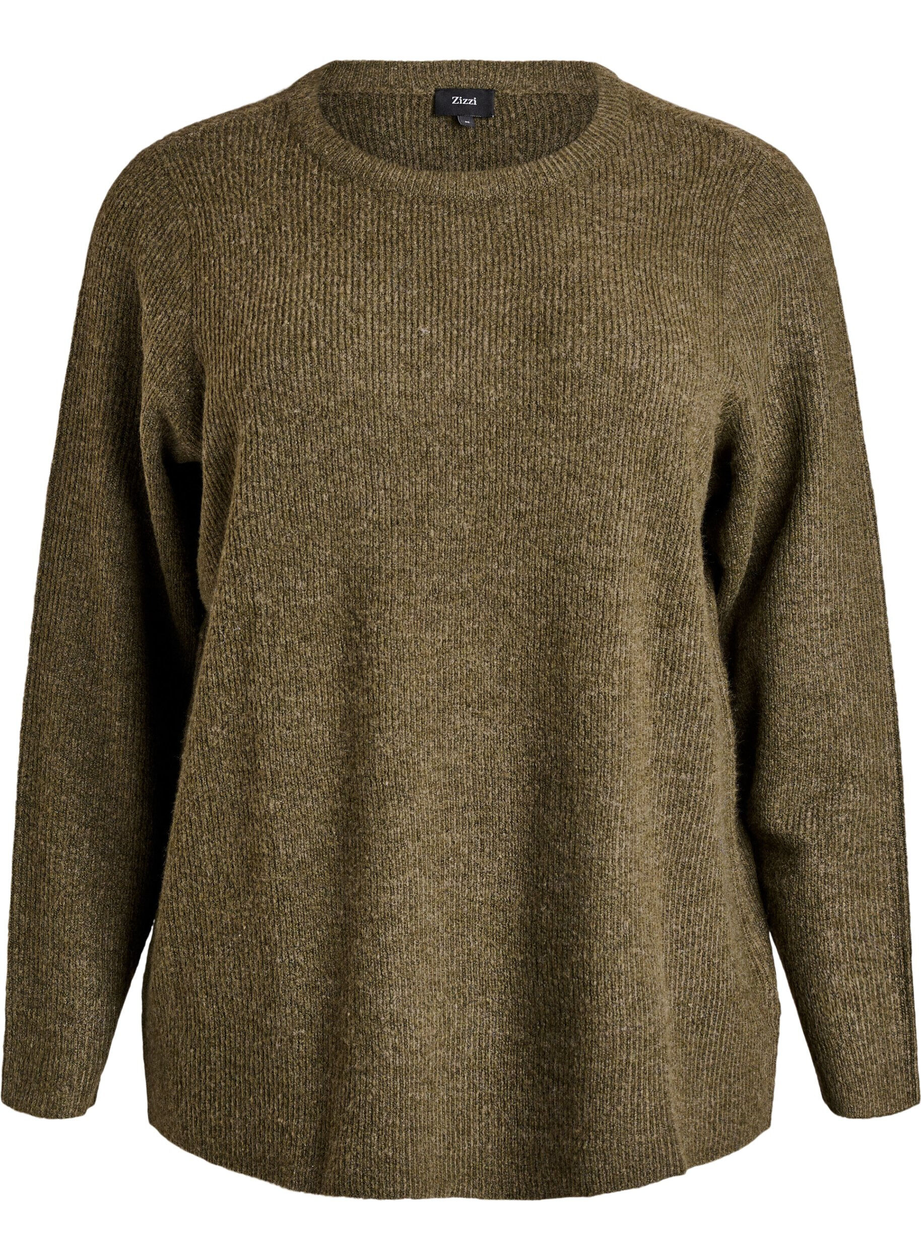 Gem&ecirc;leerde gebreide blouse met ronde hals