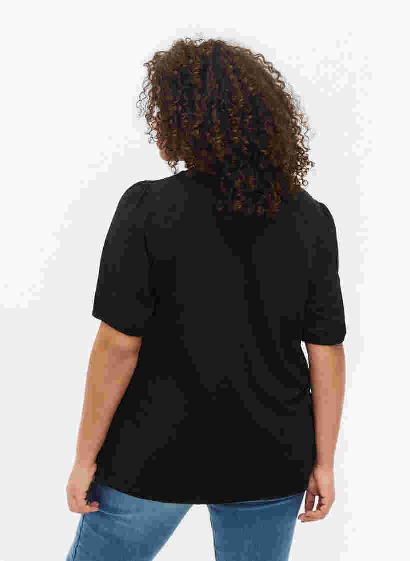 Katoenen t-shirt met 2/4 mouwen, Black, Model image number 1