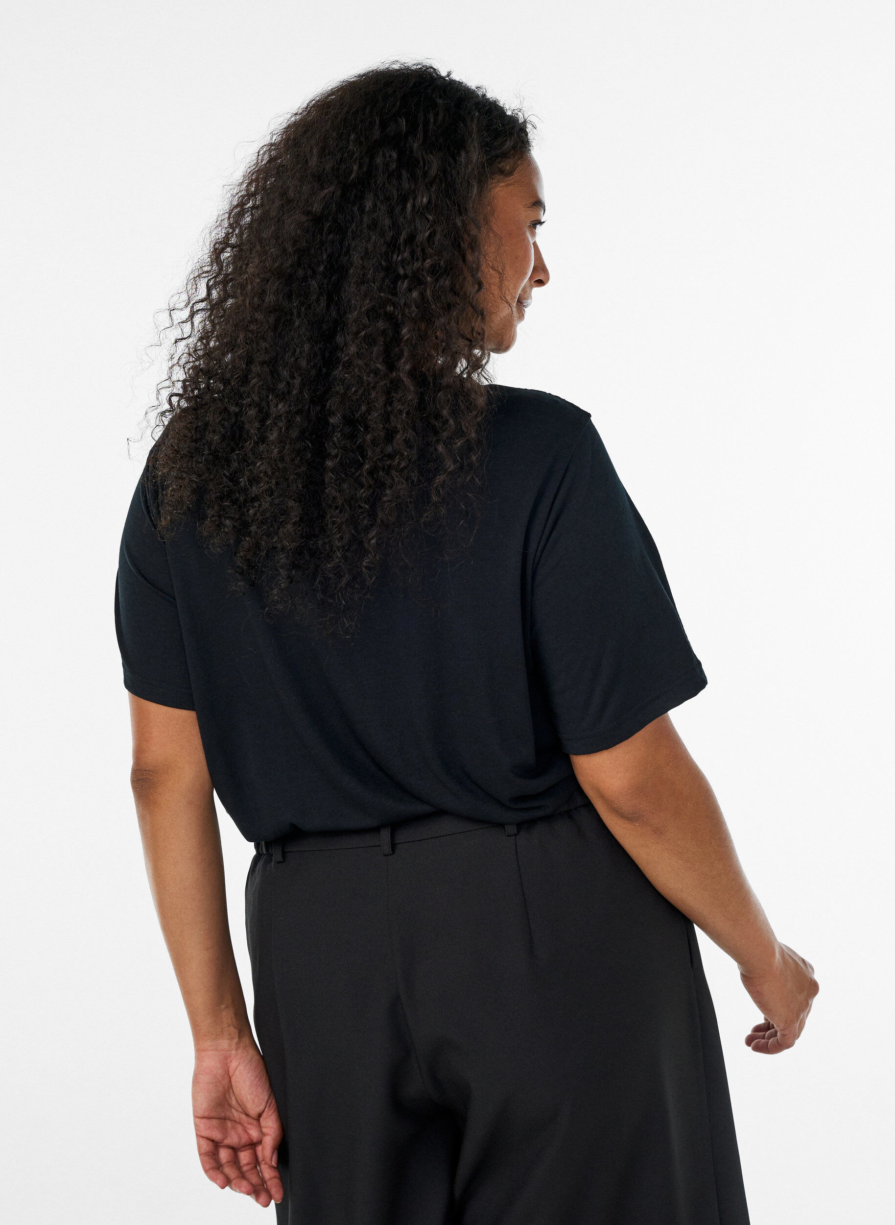 ZizziBlouse met kanten inzetstuk en ballonmouwen, Zwart, Model image number 2