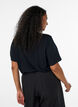 Blouse met kanten inzetstuk en ballonmouwen, Zwart, Model image number 2