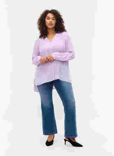 Overhemd met lange mouwen en v-hals, Purple Rose, Model image number 2