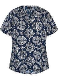 Blouse met korte mouwen en v-halslijn, Blauw