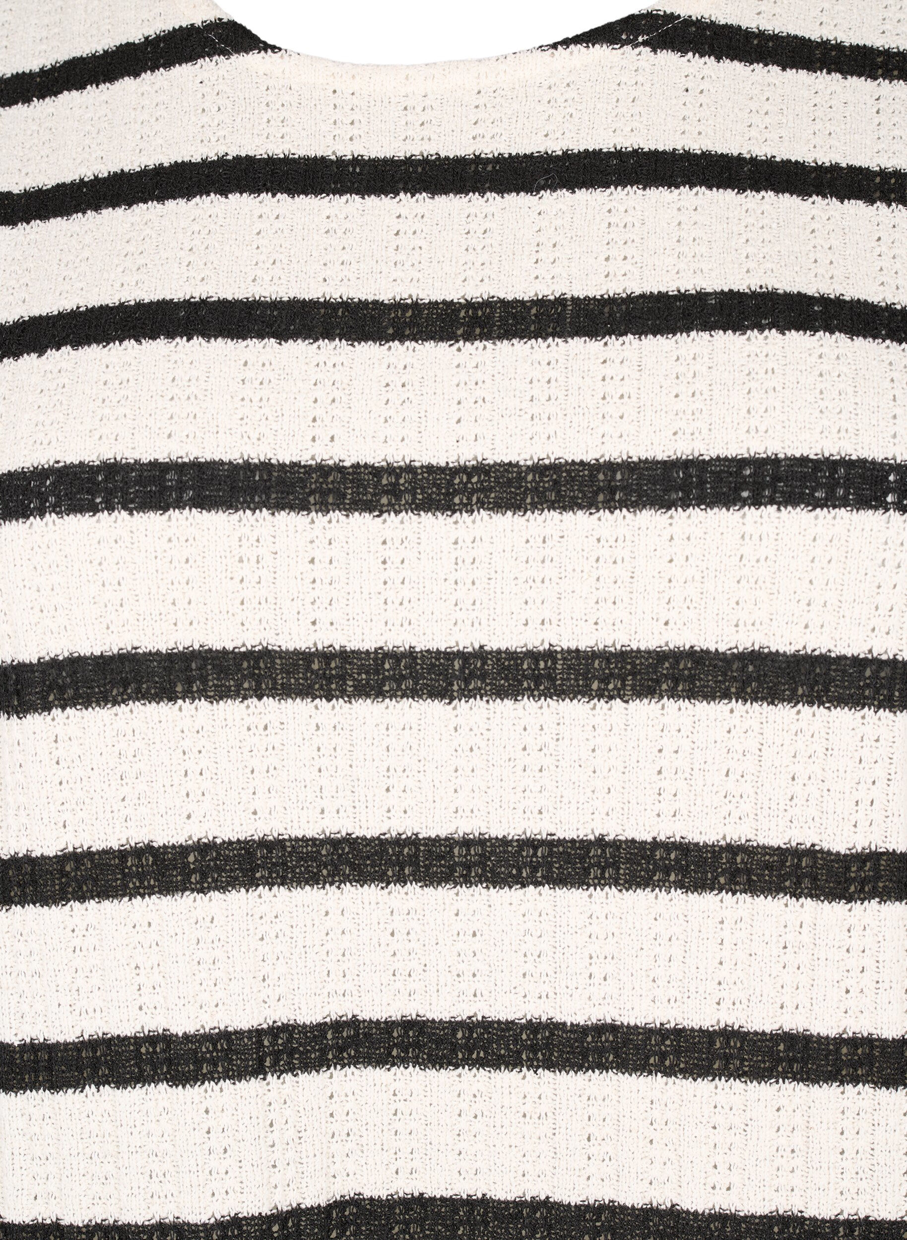 Zizzi Blouse met korte mouwen en contrastkleurige strepen, Sand Black Stripe, Packshot image number 2