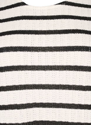 Blouse met korte mouwen en contrastkleurige strepen, Sand Black Stripe, Packshot image number 2