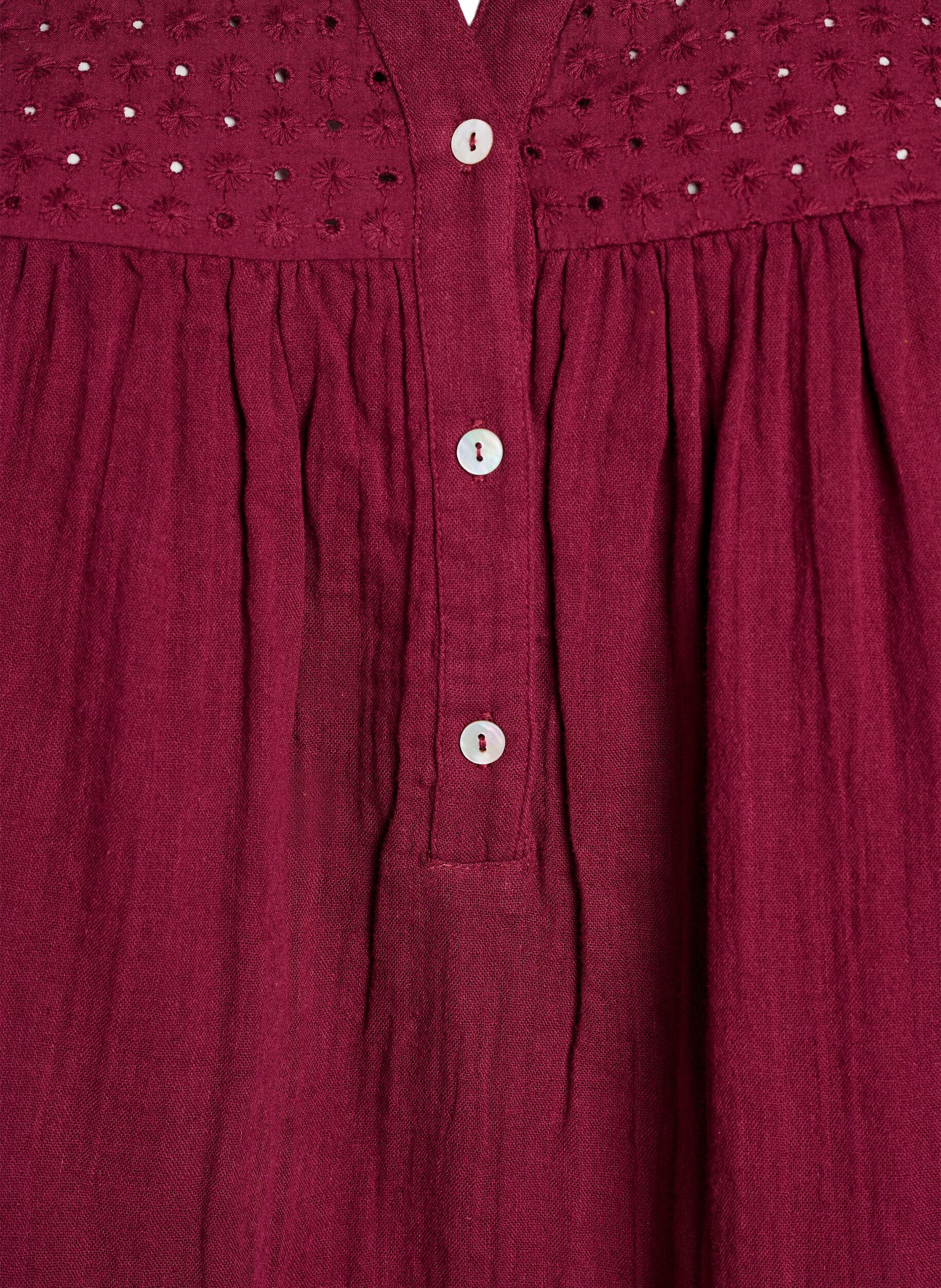 Zizzi Blouse in katoenen mousseline met broderie anglaise, Donker Bordeaux, Packshot image number 2