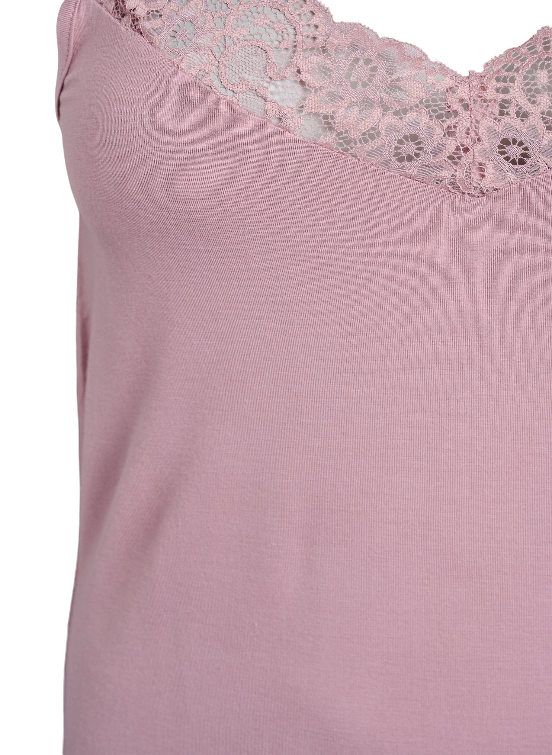 ZizziViscose top met kanten afwerking, Roze, Packshot image number 2