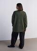 Lange ribgebreide blouse met V-hals, Groen, Model image number 2