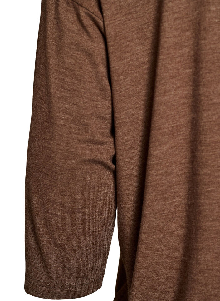 Jersey blouse met 3/4 mouwen, Bruin, Packshot image number 3