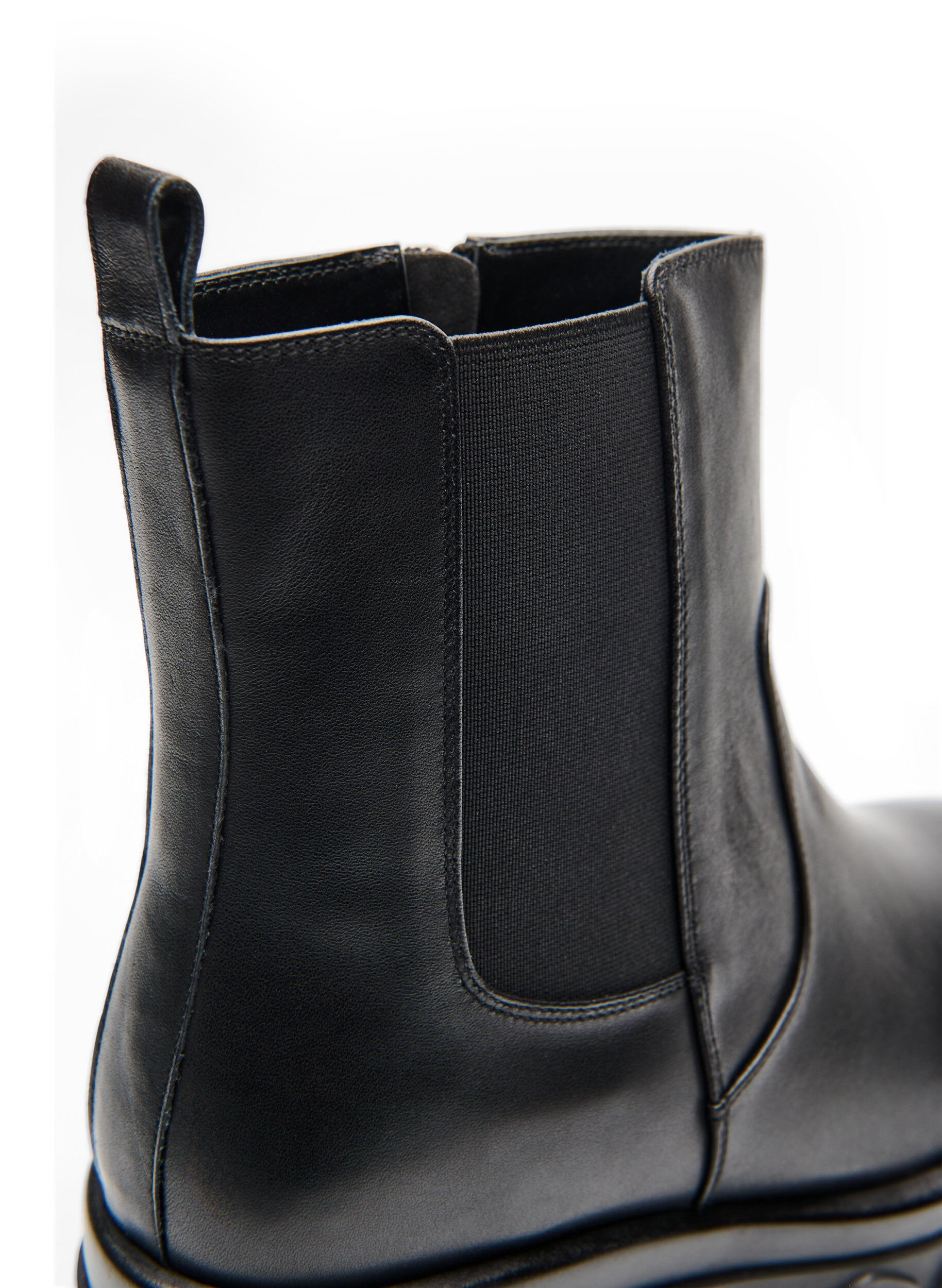 Zizzi Wide fit - Chunky leren Chelsea boots met ritssluiting, Zwart, Packshot image number 3