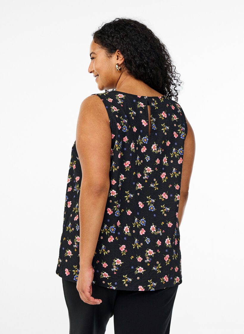 FLASH - Mouwloze top met textuur, Zwart, Model image number 2