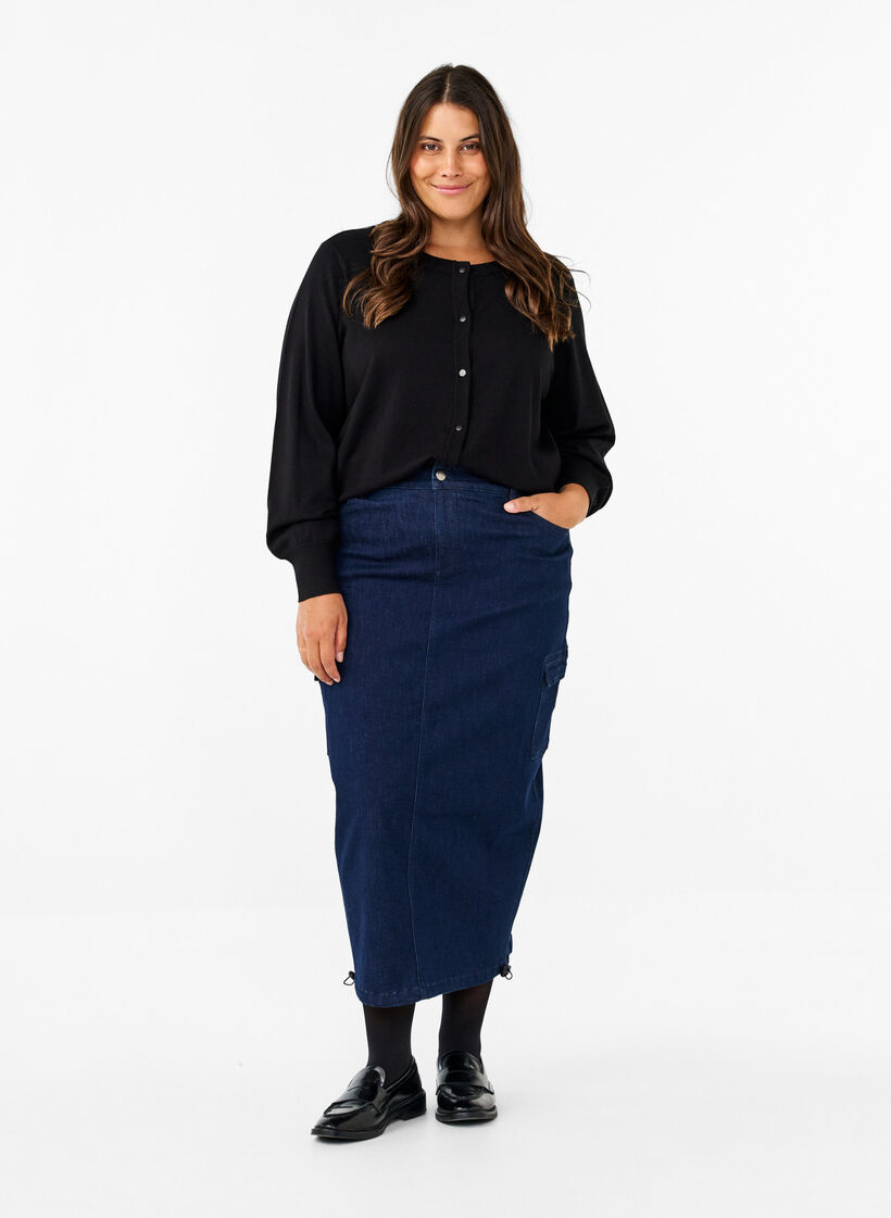 Denim maxi-rok, Dark Blue Denim, Model image number 0