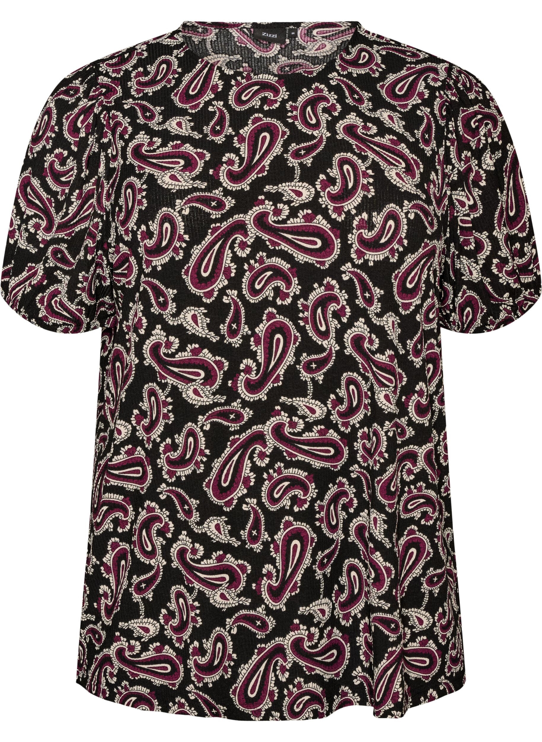 ZizziBlouse met lange mouwen en paisleyprint, Donker Bordeaux, Packshot image number 0