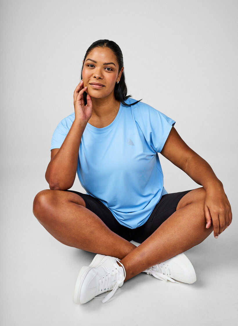 Effen gekleurd T-shirt voor sporten, Blauw, Image image number 0