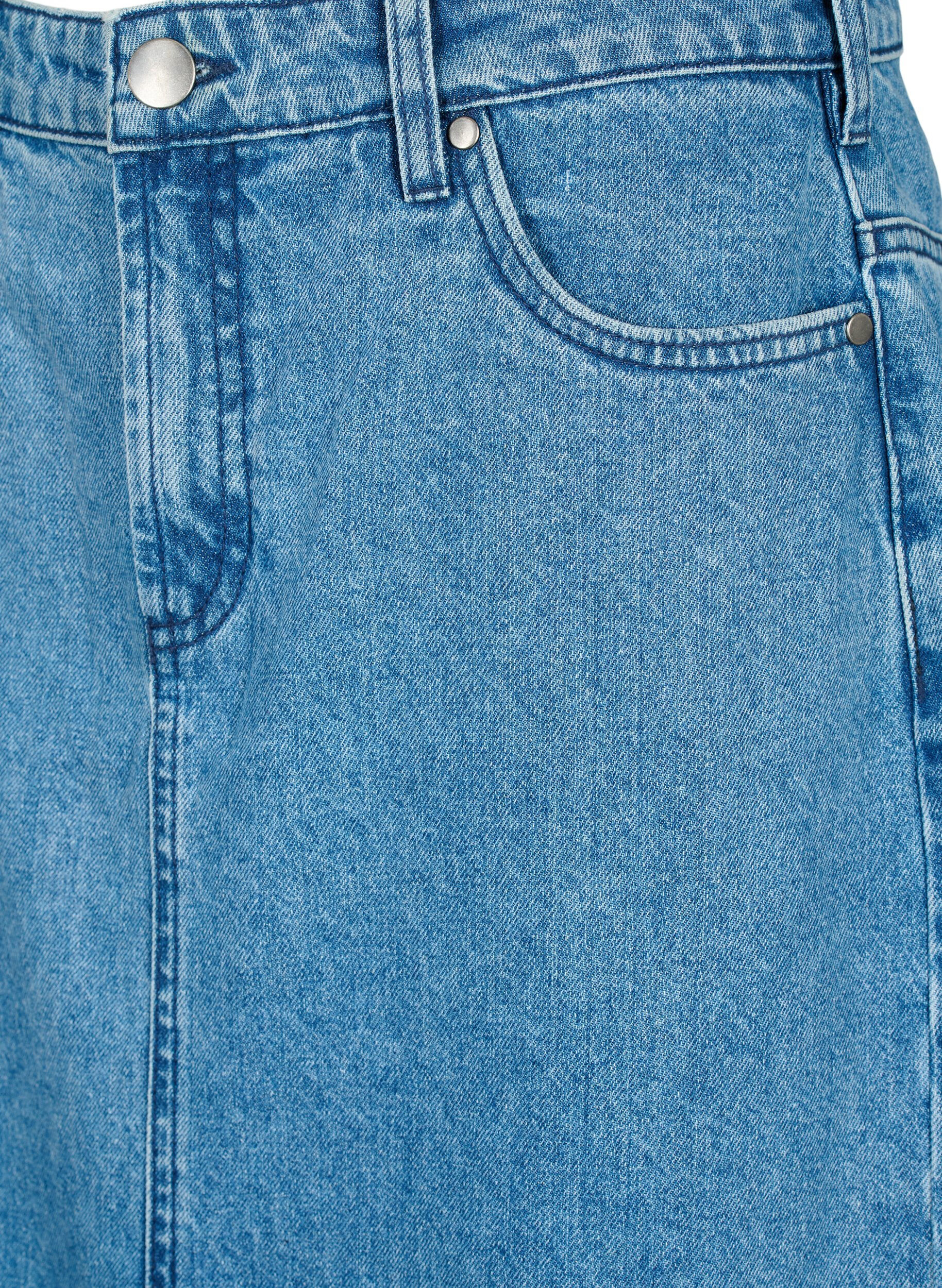 Zizzi Halflange denim rok met split aan de achterkant, Denim Blue, Packshot image number 2
