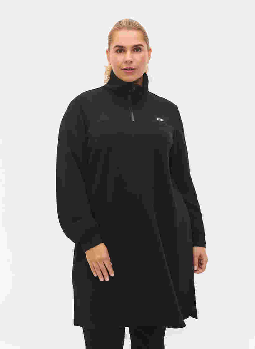 Sweaterjurk met hoge kraag, Black, Model image number 0