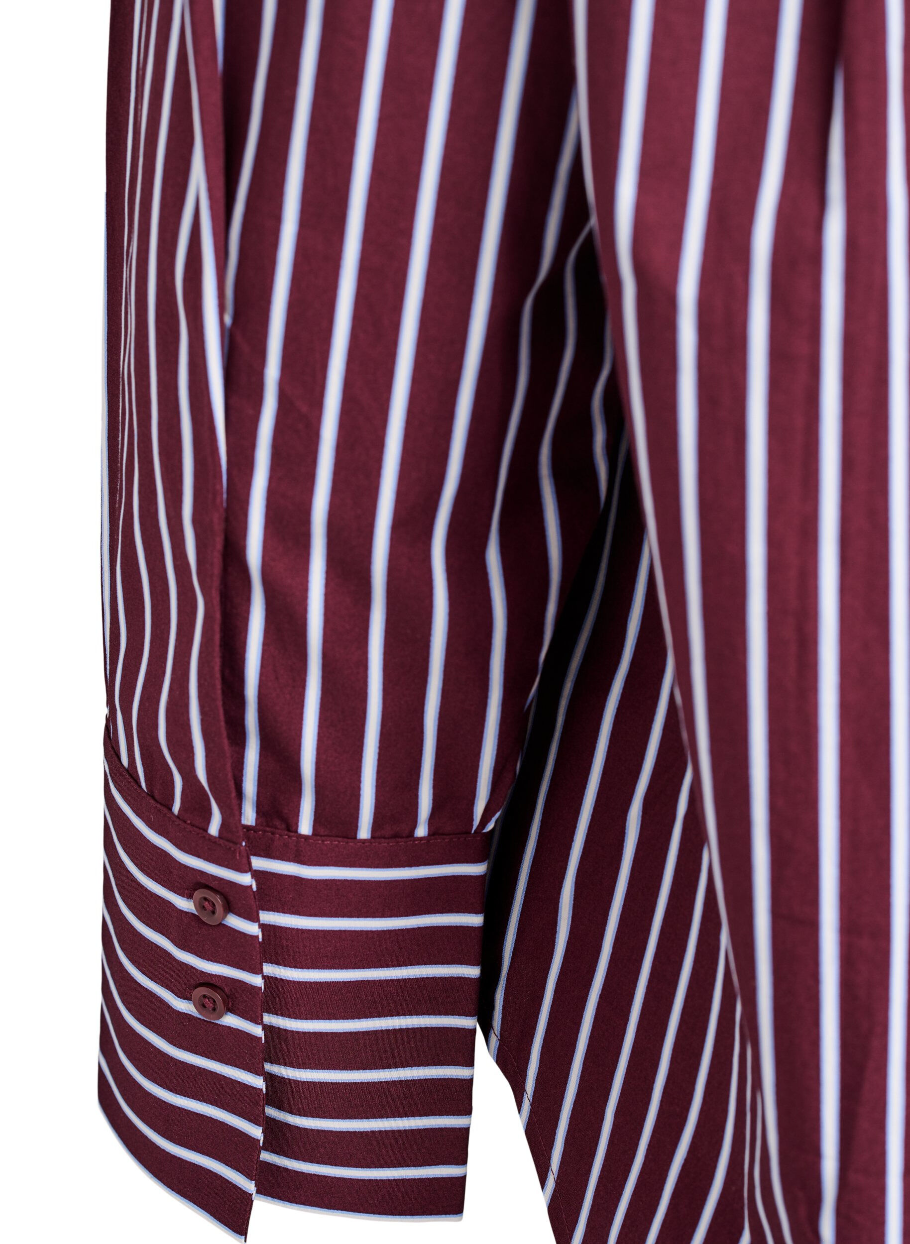 Zizzi Losse shirt met strepen en een borstzakje, Donker Bordeaux, Packshot image number 3