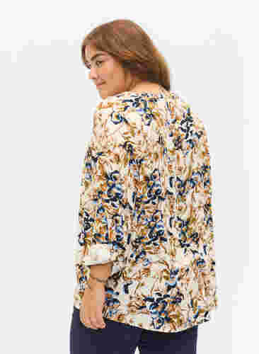 100% viscose blouse met bloemenprint, Ecru Flower, Model image number 1