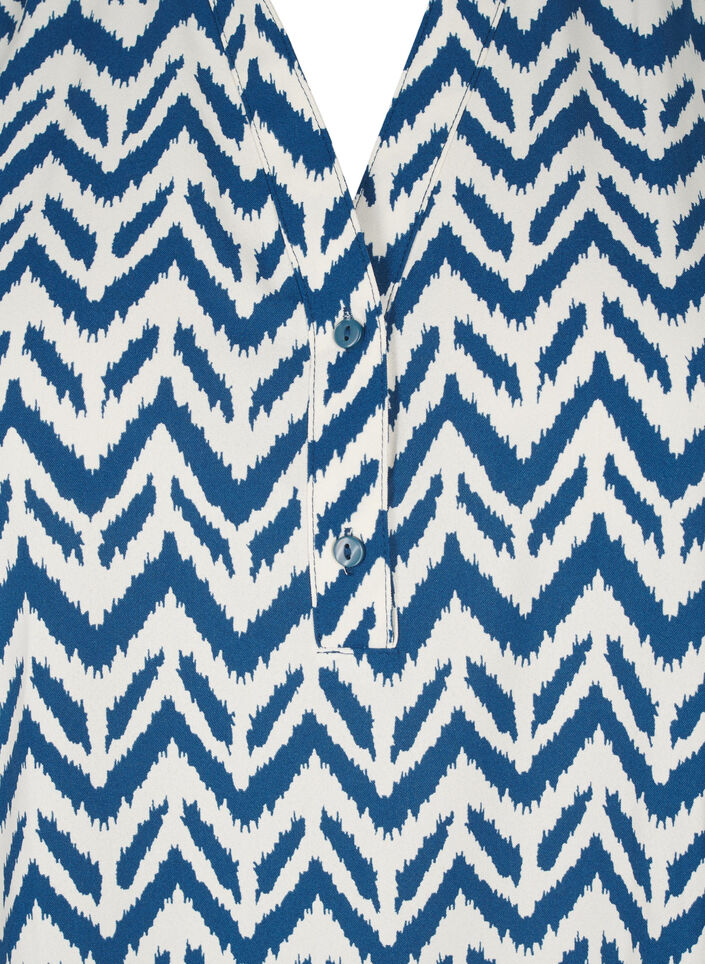 Blouse met lange mouwen en V-hals, OFF WHITE ZIG ZAG, Packshot image number 2