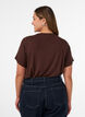 Viscose T-shirt met strassteentjes, Bruin, Model image number 2