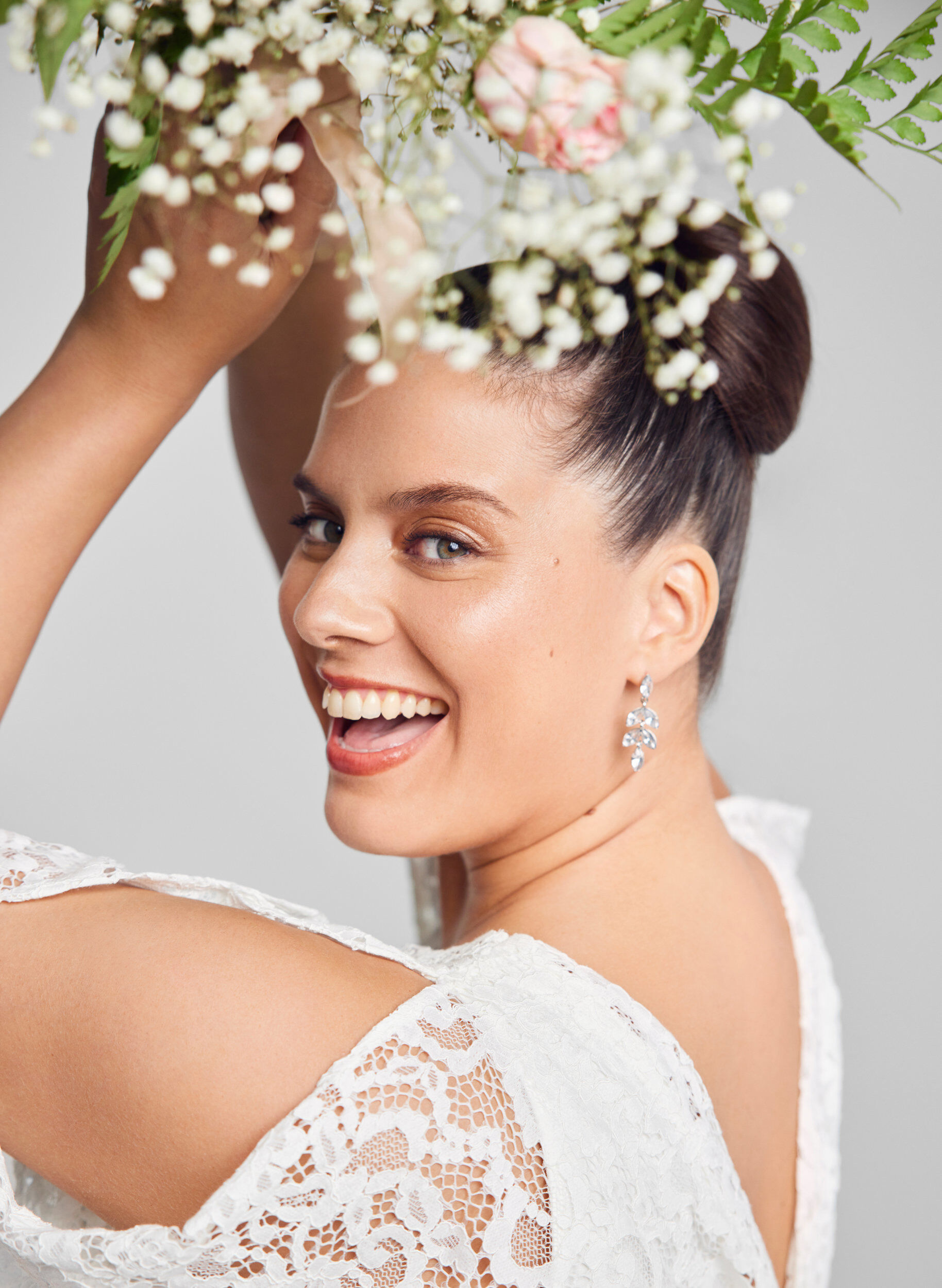 Zizzi Kanten trouwjurk met split, Star White, Image image number 1