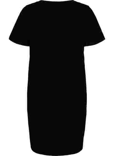 Katoenen nachthemd met print, Black w. Gold Foil, Packshot image number 1