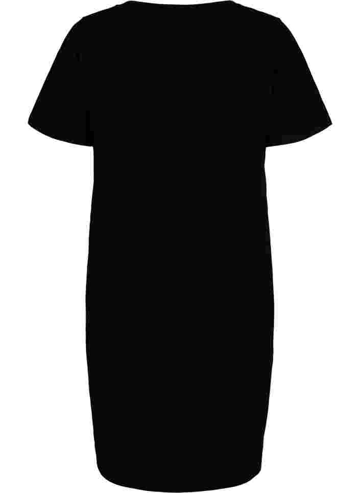 Katoenen nachthemd met print, Black w. Gold Foil, Packshot image number 1