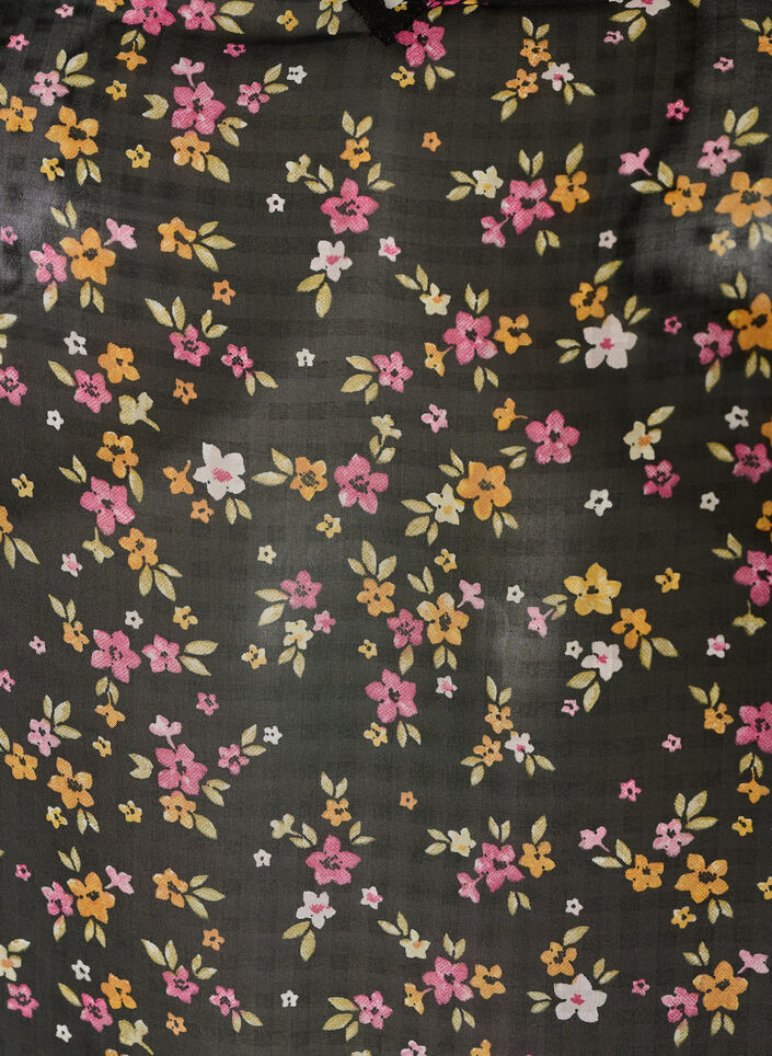 Blouse met bloemenprint en V-hals, Zwart, Packshot image number 2