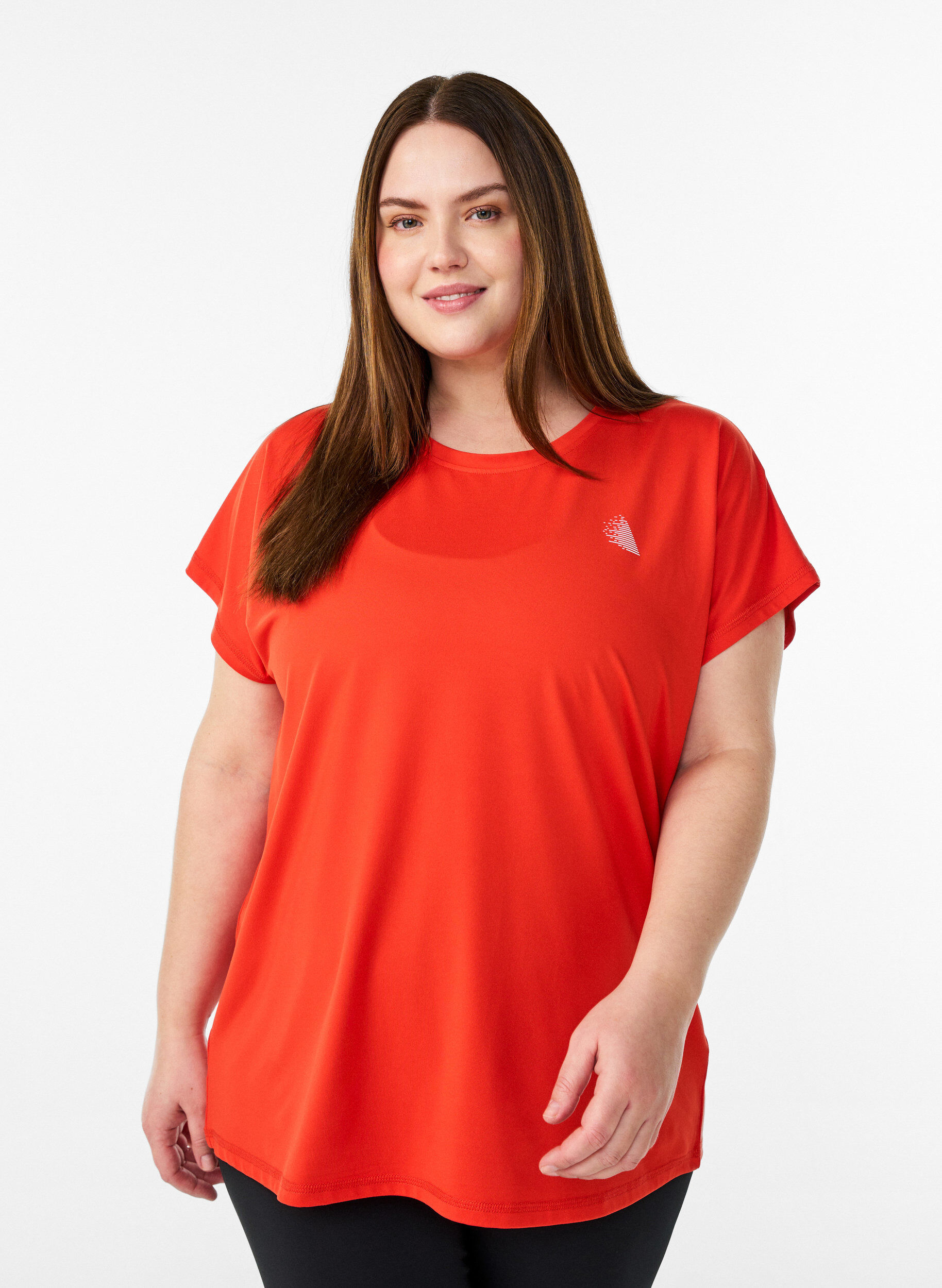 Zizzi Effen gekleurd trainingsshirt, Oranje, Model image number 0