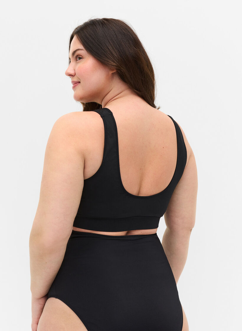 Bikinitop met print en ronde hals, Black, Model image number 1