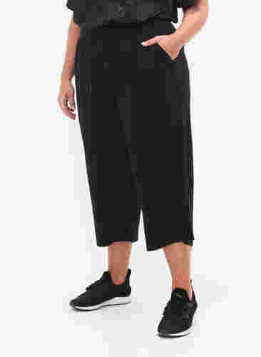 Cropped culotte sportbroek, Black, Model image number 1
